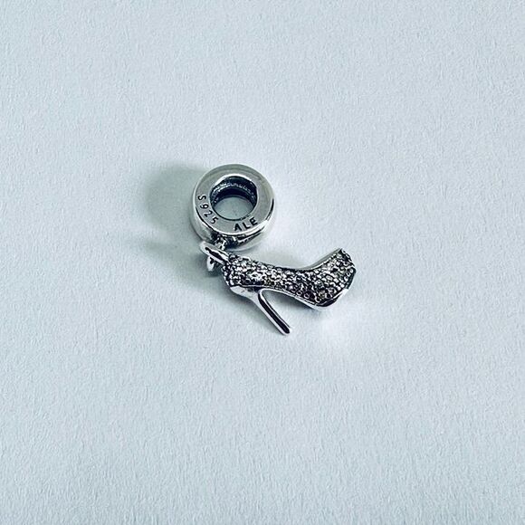 NEW AUTHENTIC Pandora Pave Stiletto Shoe Dangle Charm / Pandora Bracelet/ Ring - Picture 5 of 7
